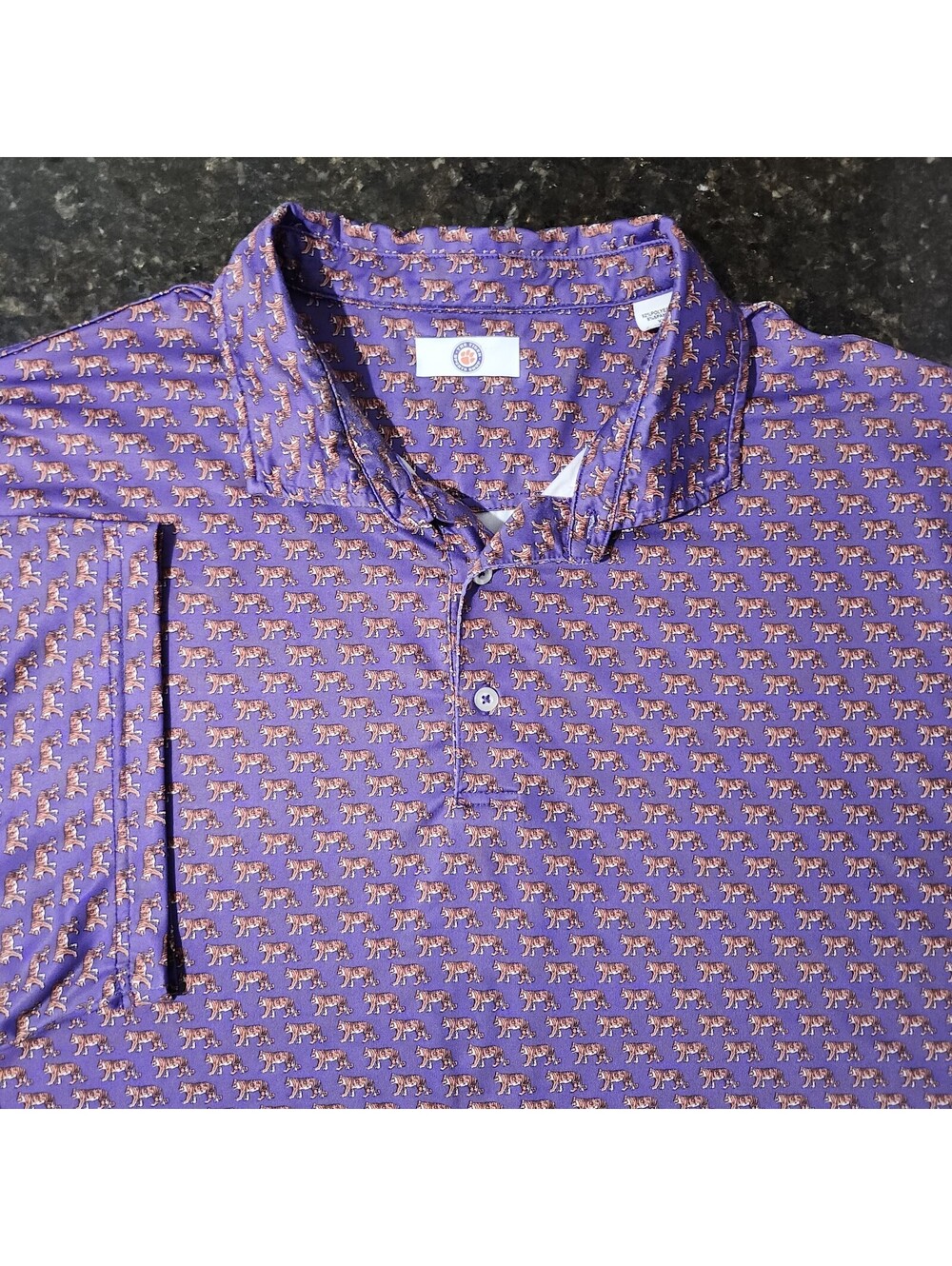Clemson Tigers All Over Logo Performance Stretch Golf Game Day Polo Mens XXL
